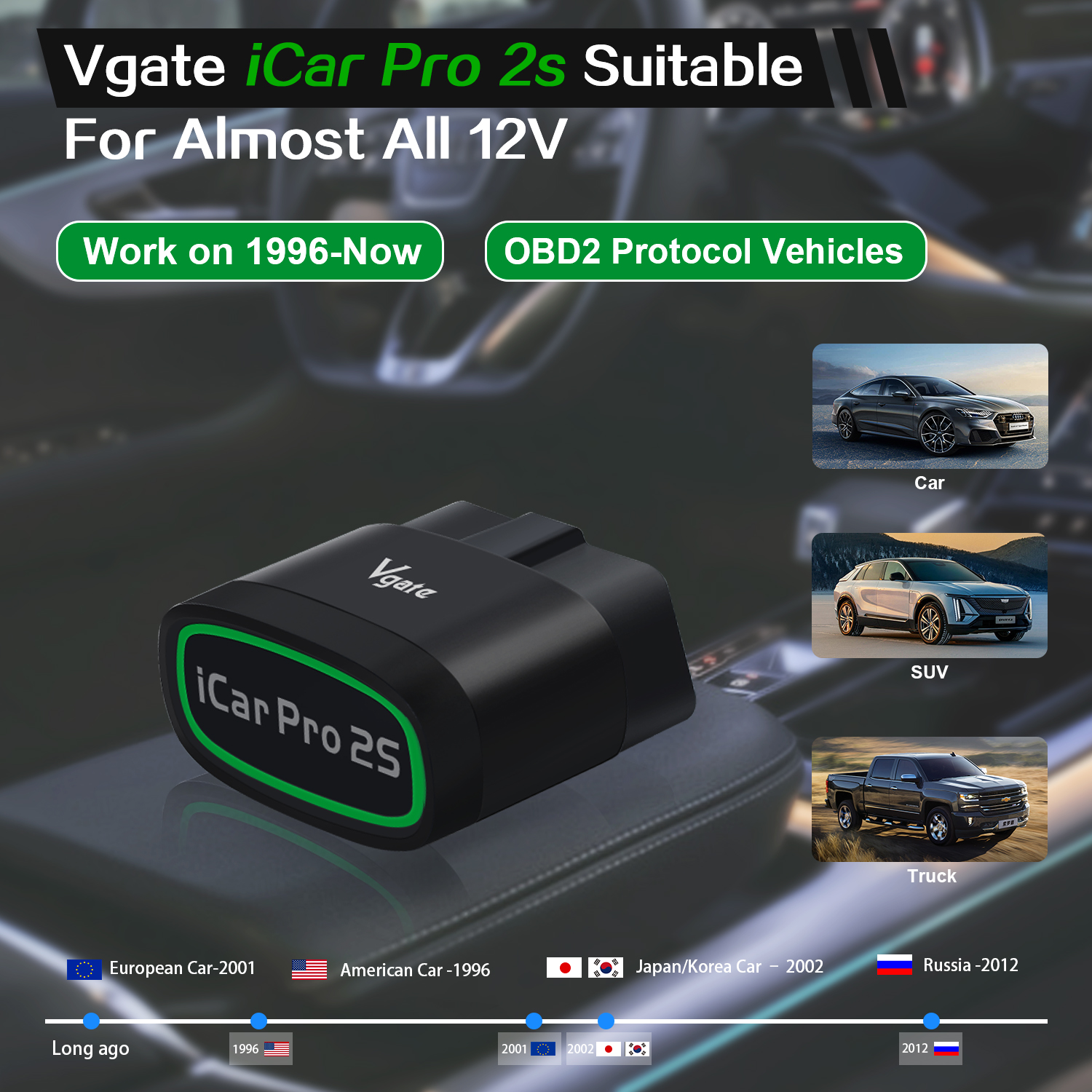 Factory Price Vgate ICar Pro 2S ELM327 BT5.2 V2.3 Car OBD Scanner Upgraded EV Auto Diagnostic Tool BimmerCode for IOS Android PC