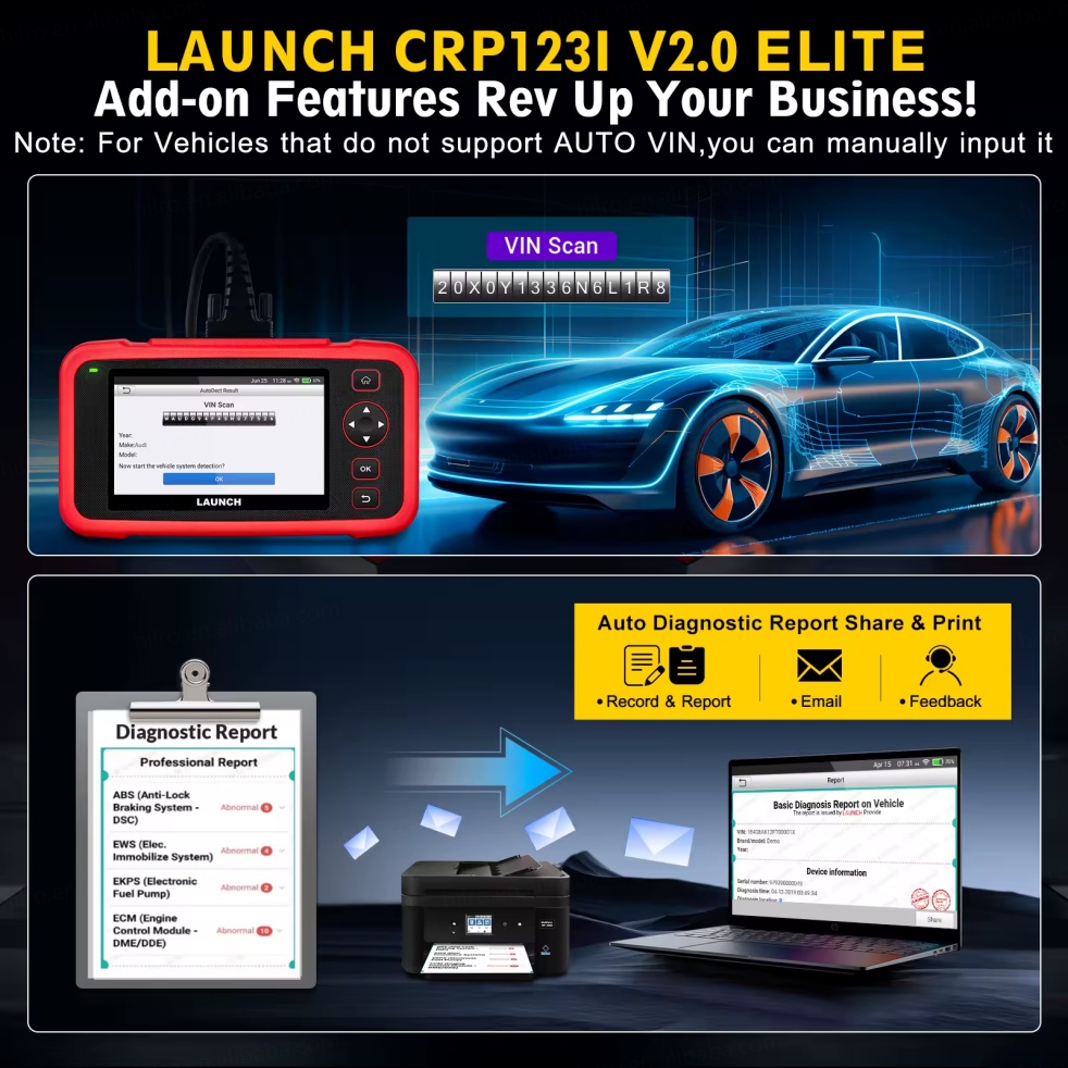 LAUNCH CRP123I V2.0 Elite OBD2 Scanner 2025 Lifetime Free Update Tool for Engine ABS SRS Diagnostics Tools