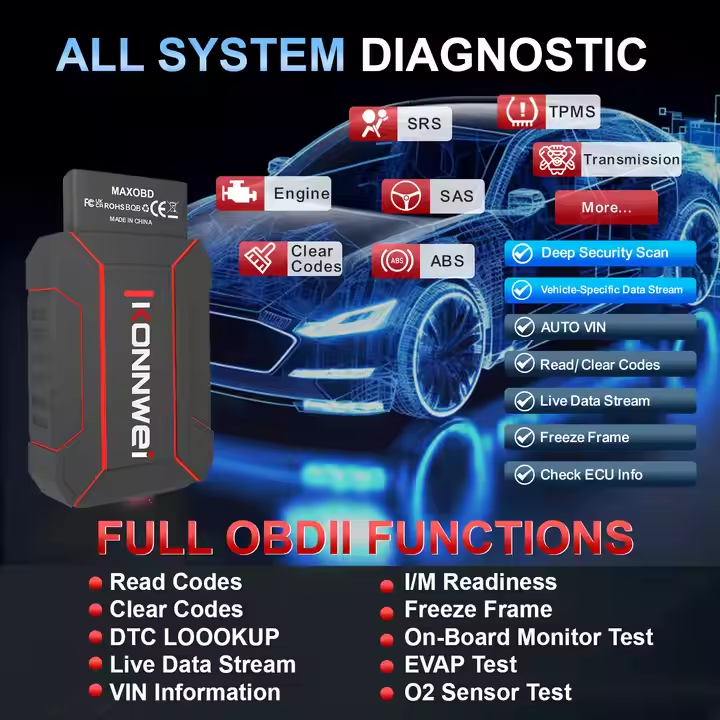 New Best Selling OBD2 Scanner Konnwei MaxOBD Professional Universal Automotive Diagnostic Tool