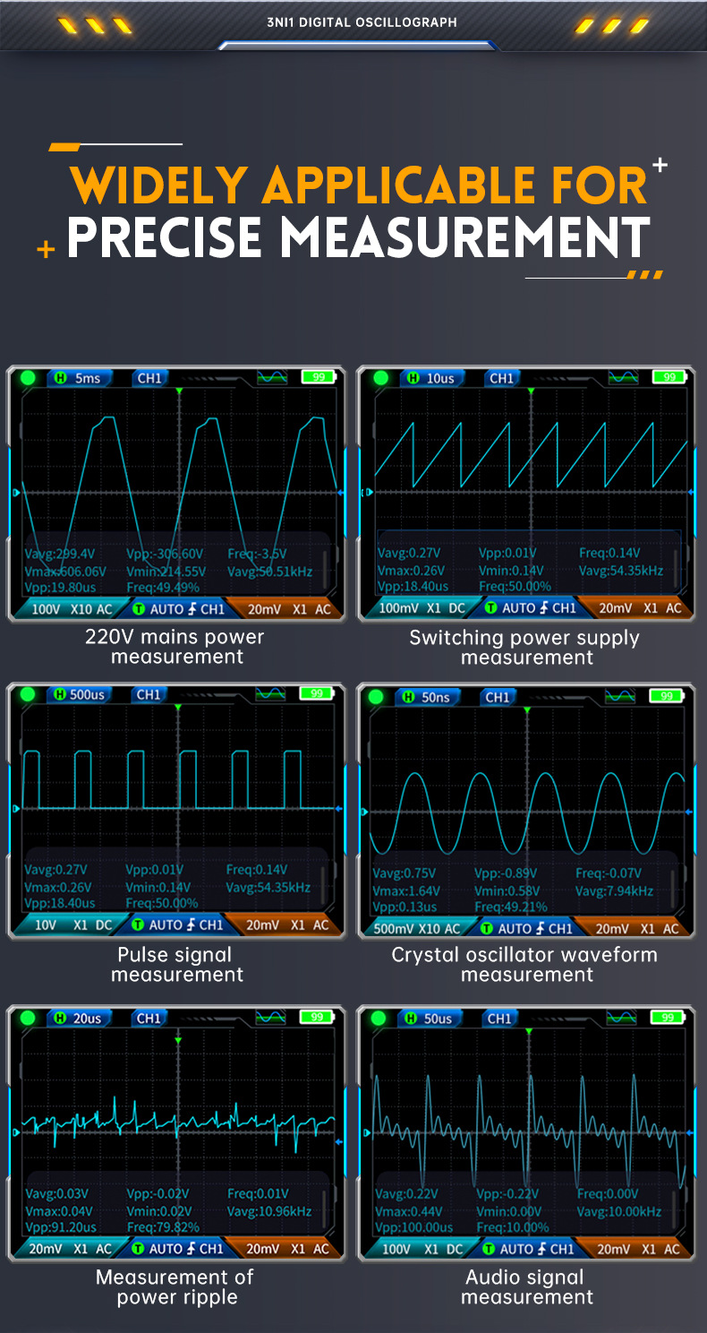 Portable Dual Channel Three-in-One Handheld Digital Oscilloscope for Auto Repair Small and Easy to Use