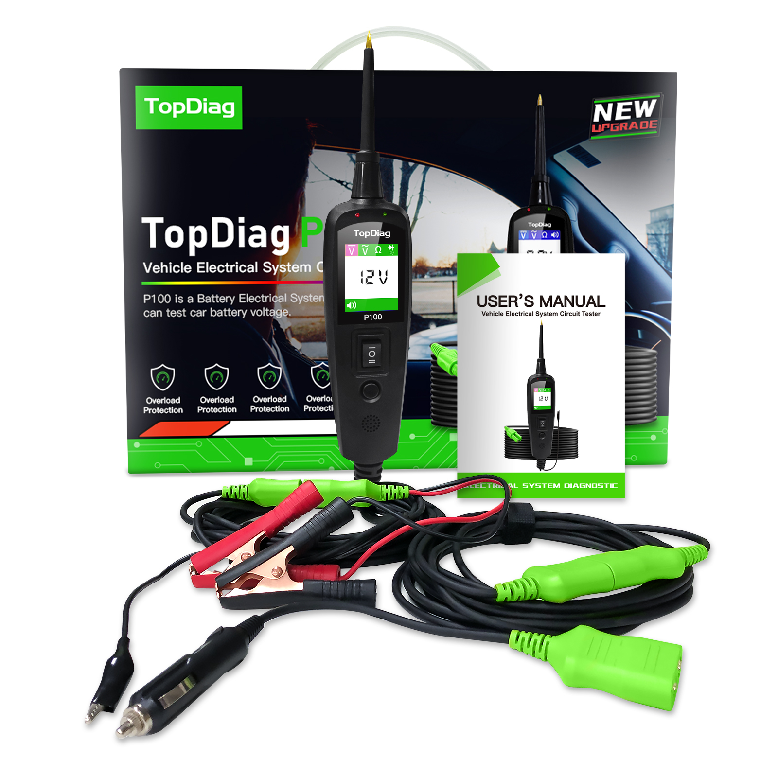Topdiag P100 10m Extension Cable Electrical System Diagnostic Tool Automotive Circuit Tester for Truck Motorcycle Tests Tool