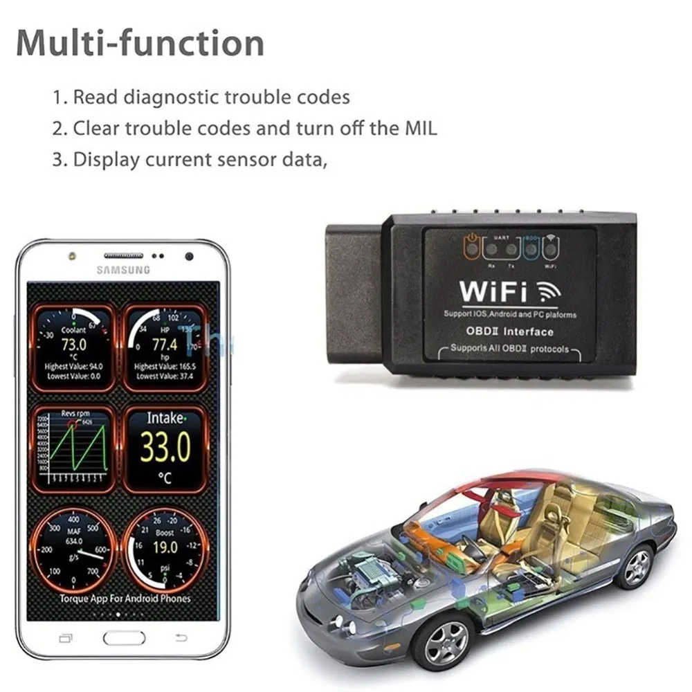Ymiot B18-3 OBD2 Scanner - WiFi Elm327 Car Diagnostic Tool & Code Reader