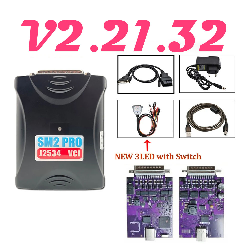 Latest Version V2.21.32 SM2 PRO J2534 ECU Programmer Full Set USB 3IN1 with 1 Year Warranty for Car ECU Programming Tool