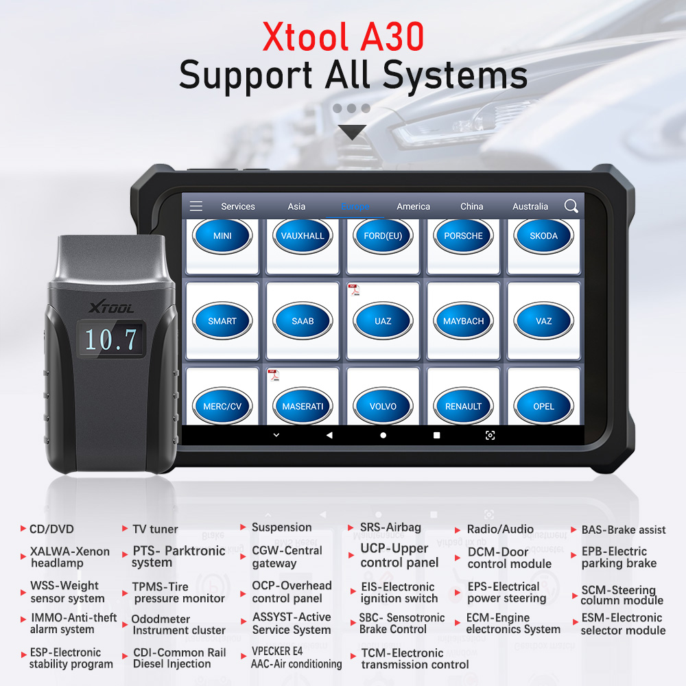 OBD2 Car All Systems Diagnostic Tools XTOOL Anyscan A30 with Tablet P80 ABS EPB DPF Reset OBD 2 Automotive Scanner Anyscan A30m