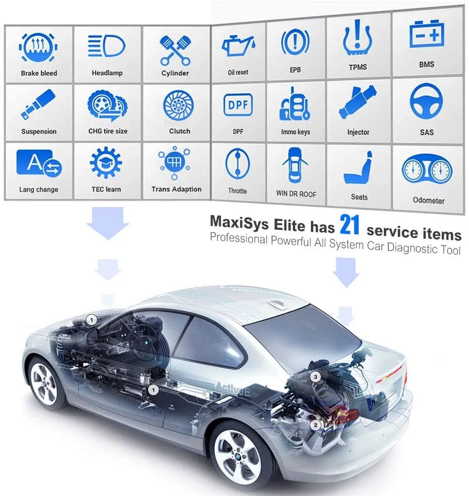 Original Maxisys Elite with WiFi/Bluetooth OBD Full Diagnostic Scanner with J2534 ECU Programming 1 Year Free Update