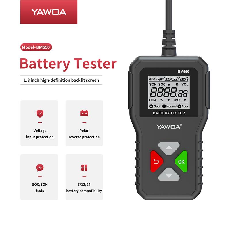BM550 12V 100-2000A Digital Battery Tester with Car Diagnosis for Universal Fitment-Automotive Battery Analyzer