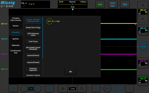 Micsig Automotive Oscilloscope ATO Series 100MHz-300MHz 2/4 Channels Sampling Rate 2GSa/s