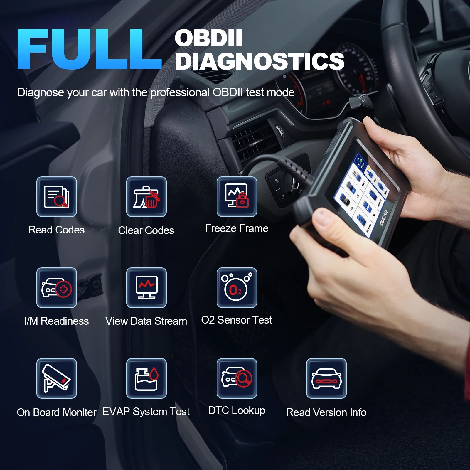 MUCAR CS6 Obd2 Scanner All Car Diagnostic Tools ABS SRS ECM TCM BCM TPMS 6 Resets Vehicle Diagnostic Scan Tool Free Upgrade