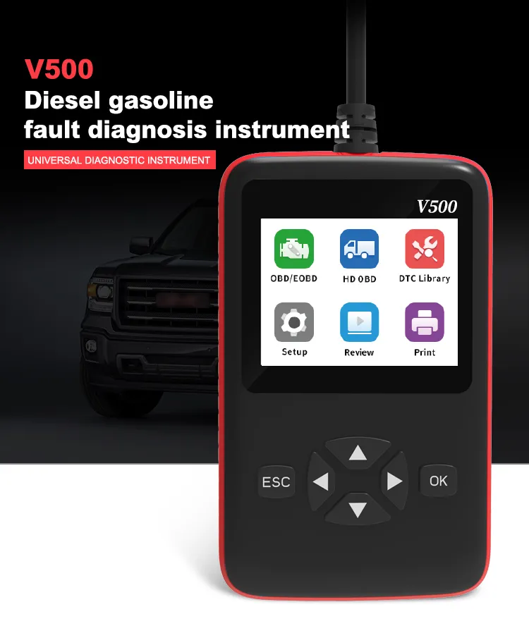 Diesel & Auto 2-in-1 Code Reader Truck Scanner Heavy Duty Diagnostic Tool