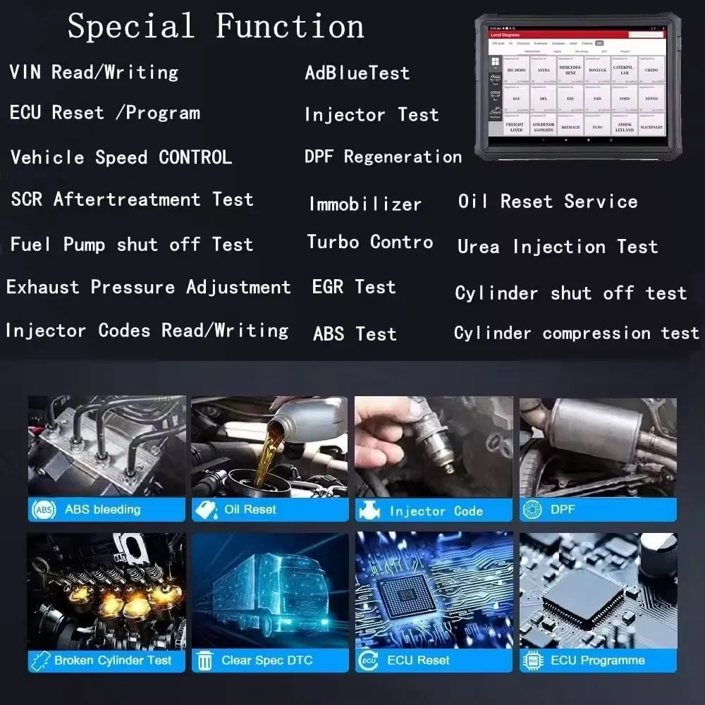 Launch X431 V+ Smartlink HD Commercial Vehicle Diagnostic Tool with All System Diagnostic for 12/24V Heavy Duty Trucks