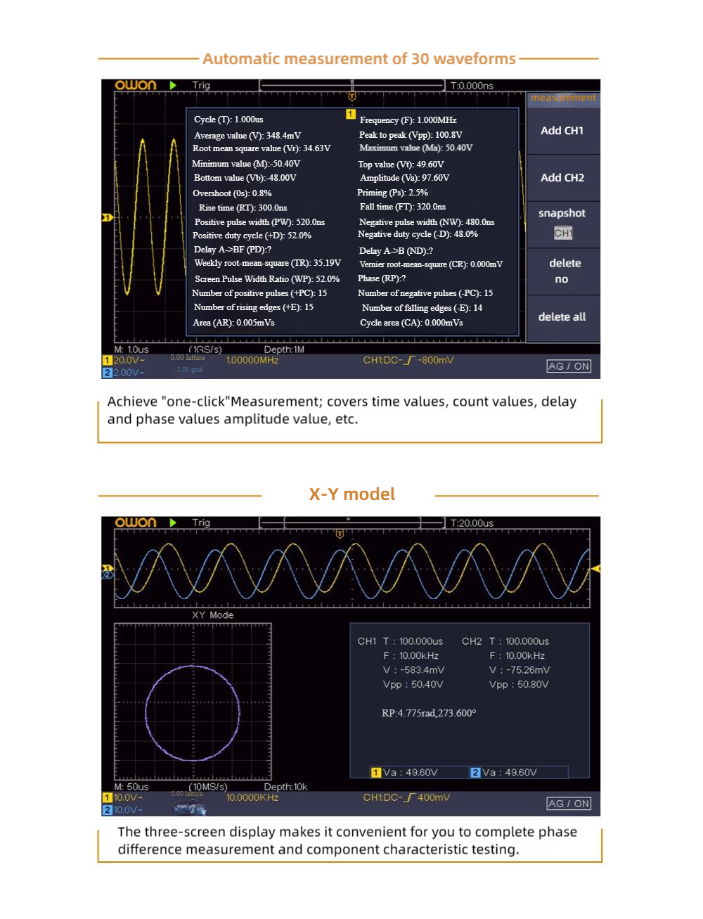 OWON Oscilloscope Waveform