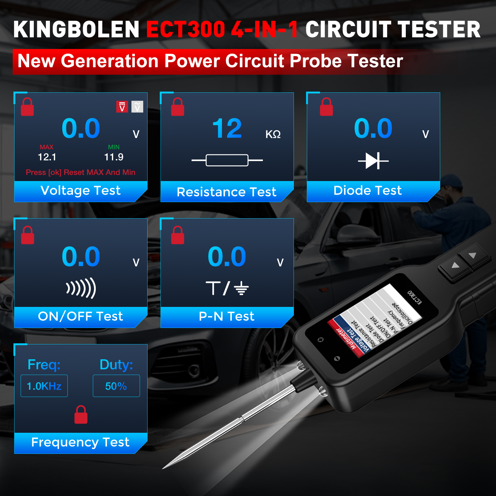 KINGBOLEN ECT300 Automotive Electrical Circuit Tester 12V 24V Car VoltageTest