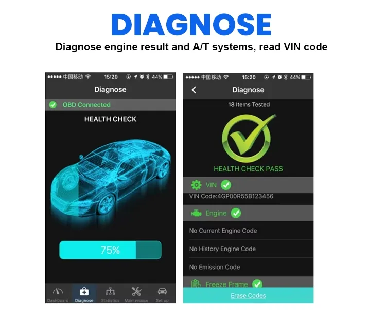 Wireless OBD2 Scanner Bluetooth 4.0 Car Diagnostic Tool