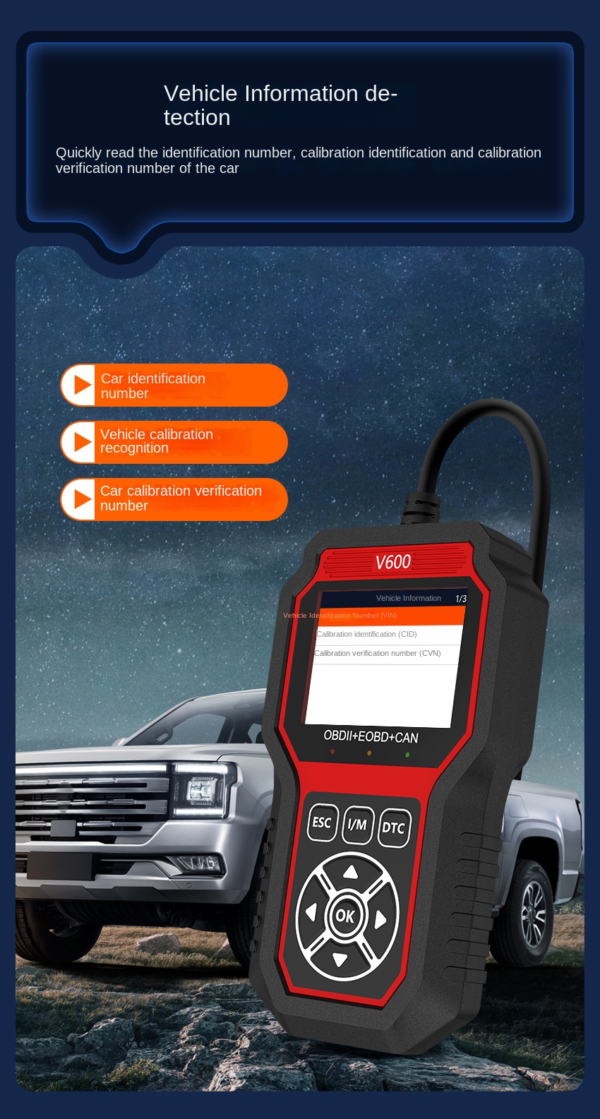 OBD2 Scanner, OBD2 Scanner Diagnostic Tool - Scanner OBD2 to Read & Clear Check Engine Light