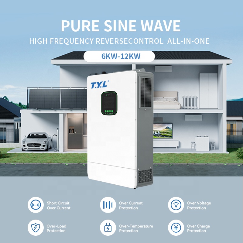TYL 6500W Hybrid Solar Inverter Single Phase Pure Sine Wave with Generator Input WiFi Monitoring 99% Efficiency 50/60Hz