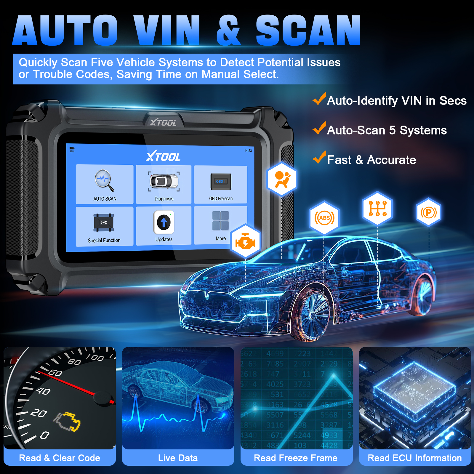 2026 Hot Obd2 Scanner Lifetime Free Update XTOOL D5 Universal Car Code Reader 5 System Vehicle Diagnostic Tool With 10+ Reset