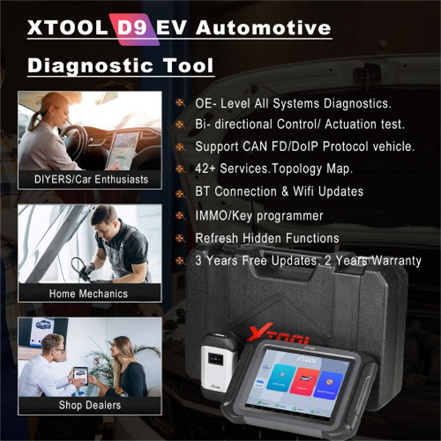 2026 Scanner XTOOL d 9EV d 9 EV Car Diagnostic Tools for Tes-la / B-YD Energy Vehicles Detection Active Test Topology Mapping