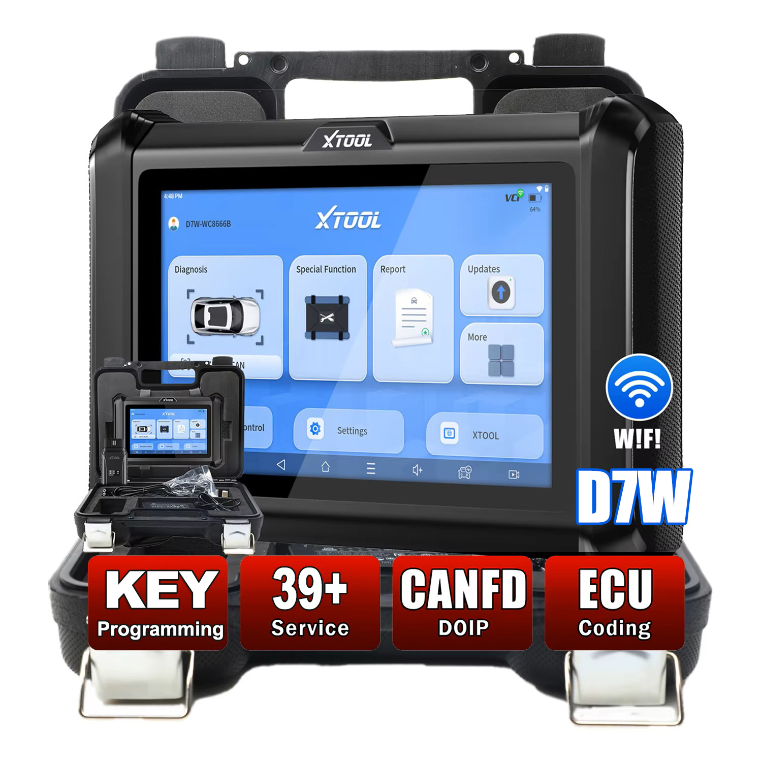XTOOL D7W Key Fob Programmer All Car Diagnostic Machine with Key Programming OBD2 Scanner Key Decoder Tool Ecm Programming Tool
