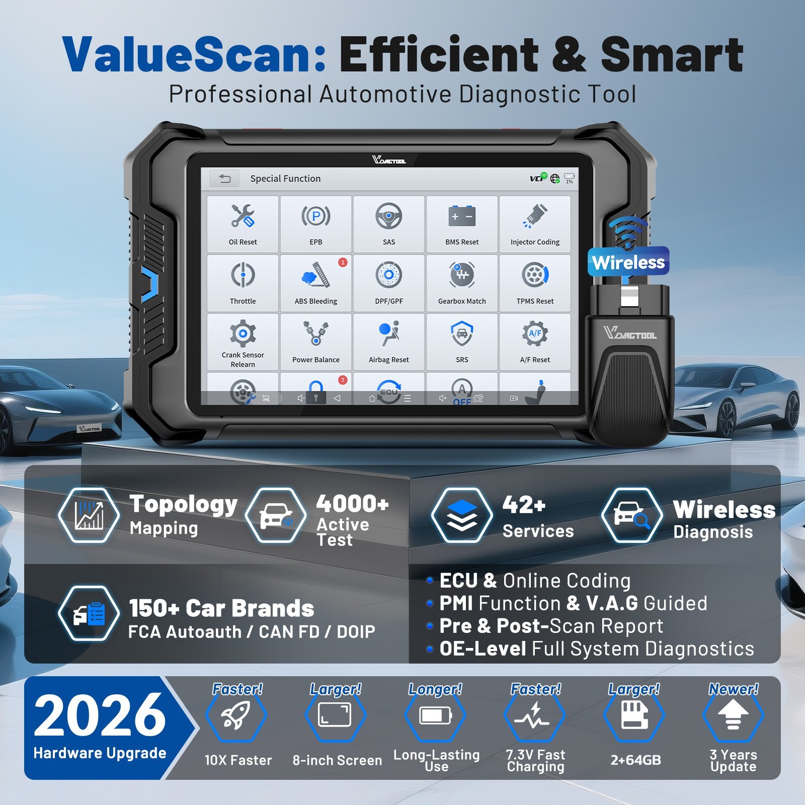 VEDIAGTOOL New VD80 BT Auto Professional Locksmith Tools Car Key Programming All in One Diagnostic Scanner Tool As XTOOL D8W