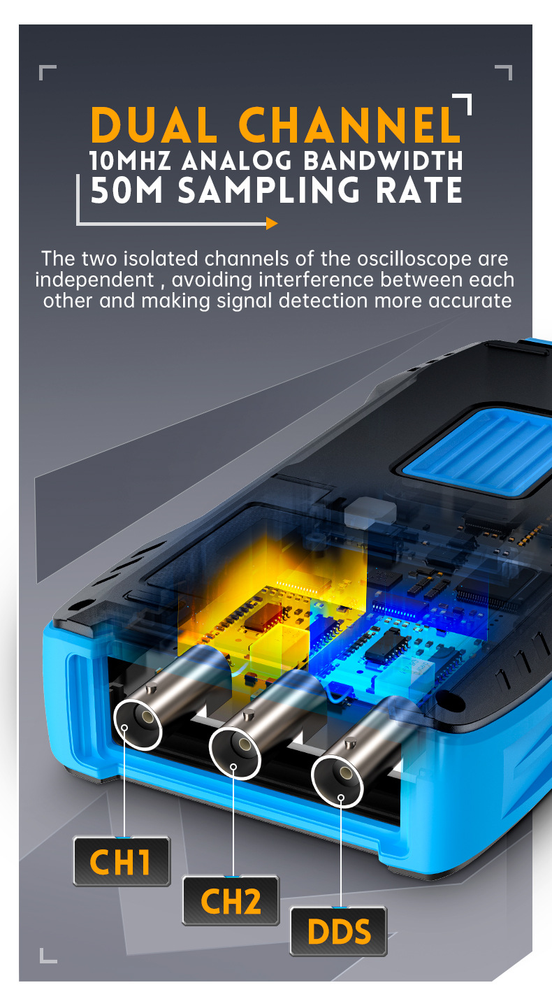 Portable Dual Channel Three-in-One Handheld Digital Oscilloscope for Auto Repair Small and Easy to Use
