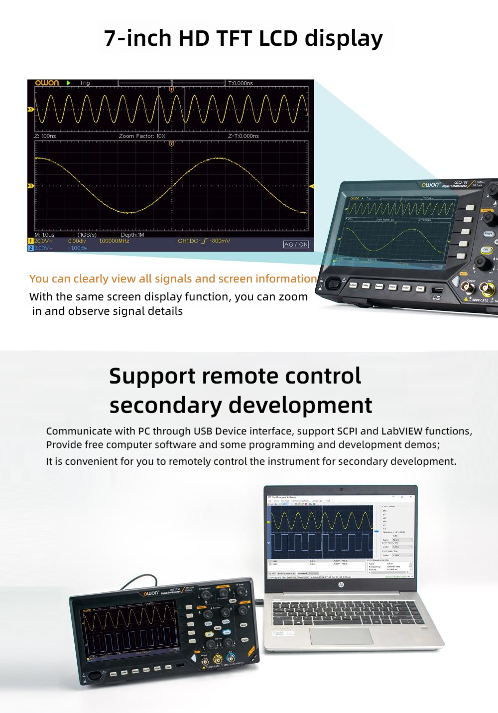 OWON Oscilloscope Display