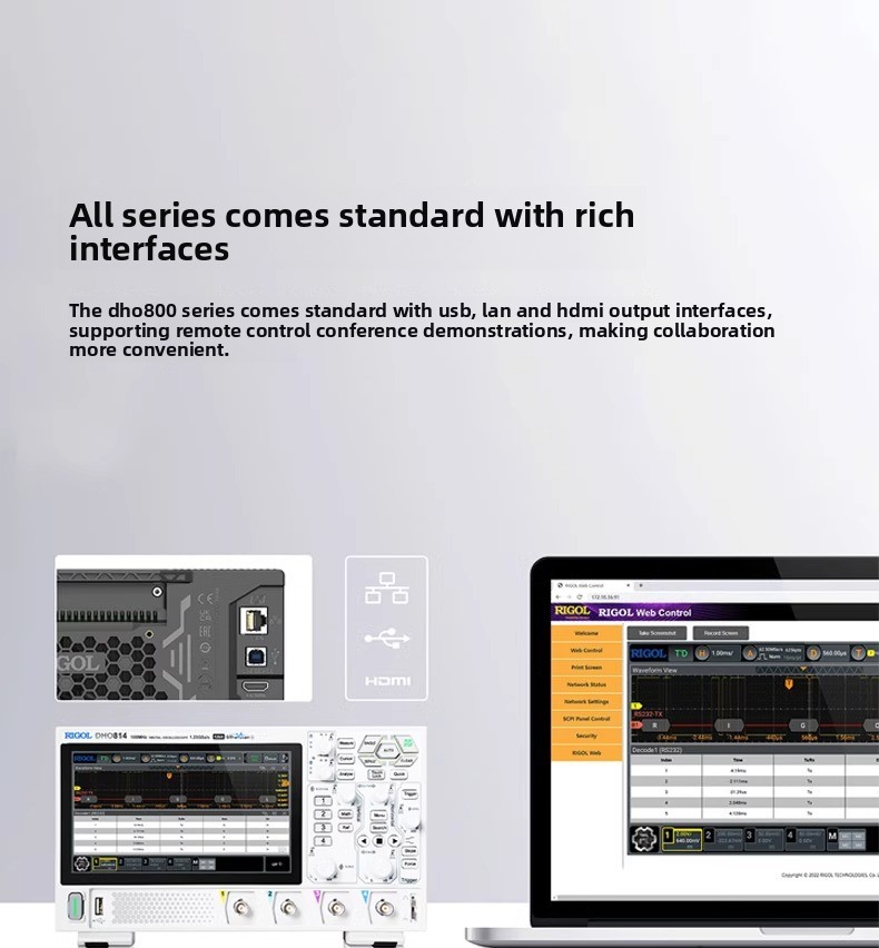 RIGOL DHO804/DHO814 HD Touch Screen Portable Digital Oscilloscope 100M Analog Bandwidth