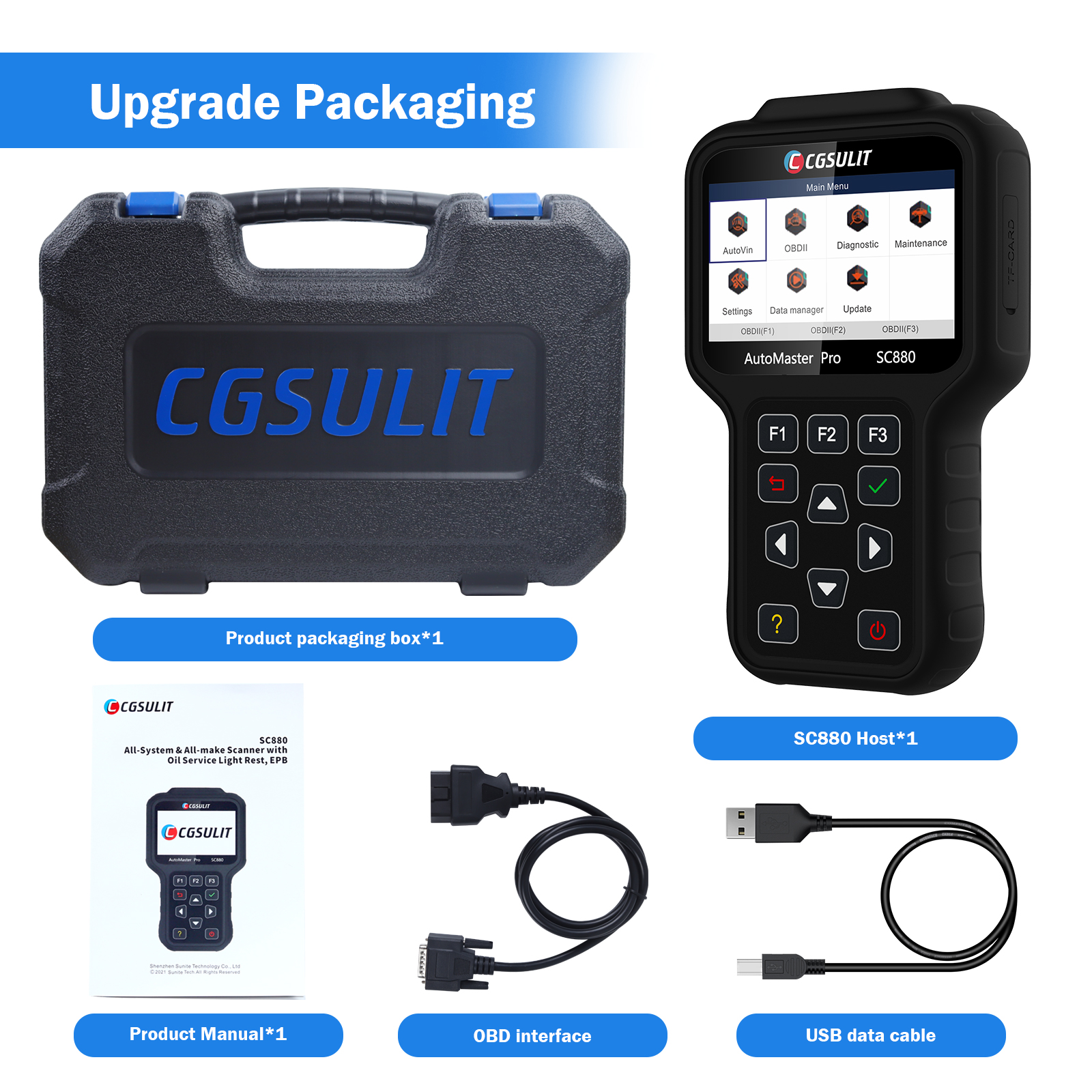 CGSULIT SC880 Car Diagnostic Tool with All System ABS SRS Transmission Engine TPS DPF