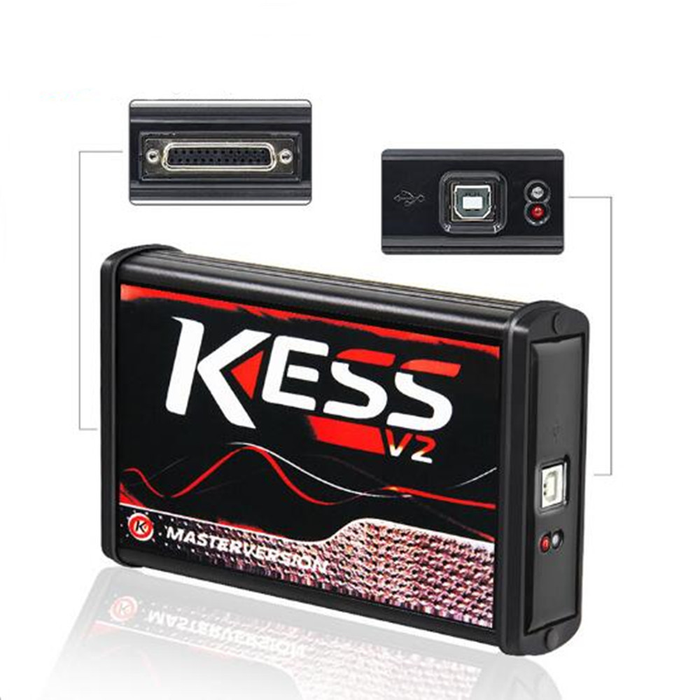 EU Red V2.8 KESS V2 V5.017 for Ecu Programming No Token Limited ECU Chip Tuning Tool With Plastic Toolbox