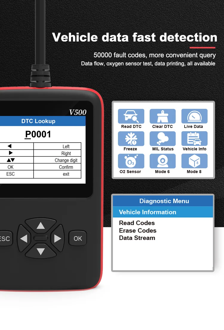 Diesel & Auto 2-in-1 Code Reader Truck Scanner Heavy Duty Diagnostic Tool