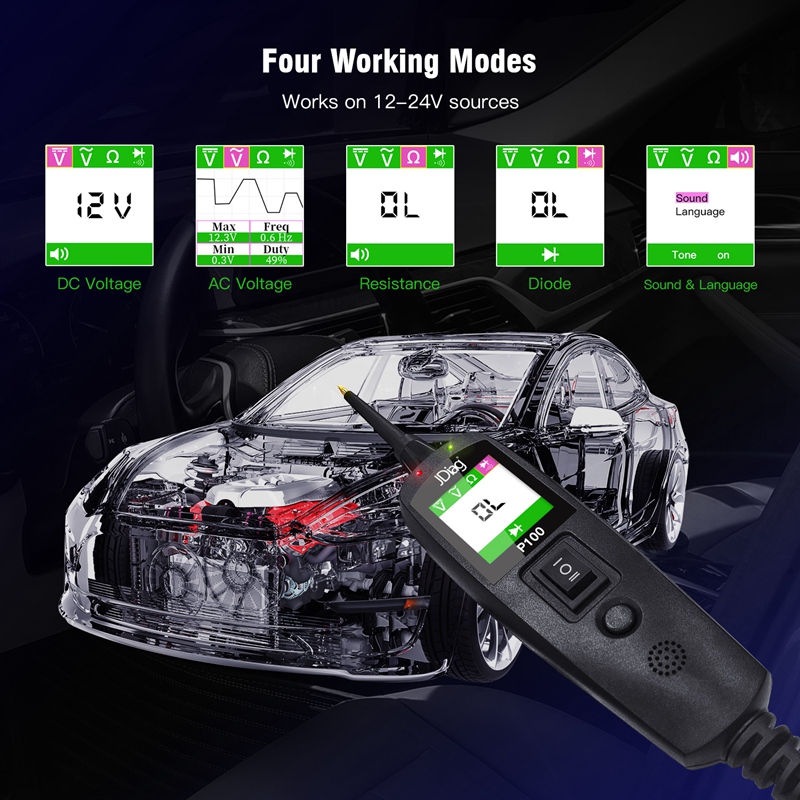 Topdiag P100 10m Extension Cable Electrical System Diagnostic Tool Automotive Circuit Tester for Truck Motorcycle Tests Tool