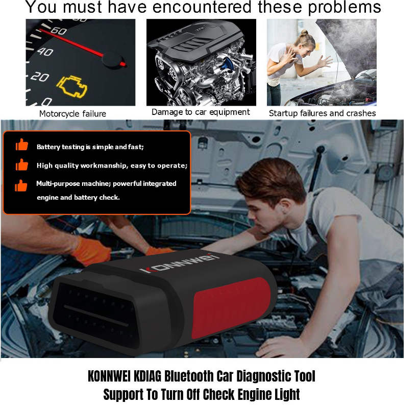 KONNWEI KDIAG Full Function Diagnostic Instrument ABS airbag Brake Pad Multi-function Diagnosis Breaking Scanner