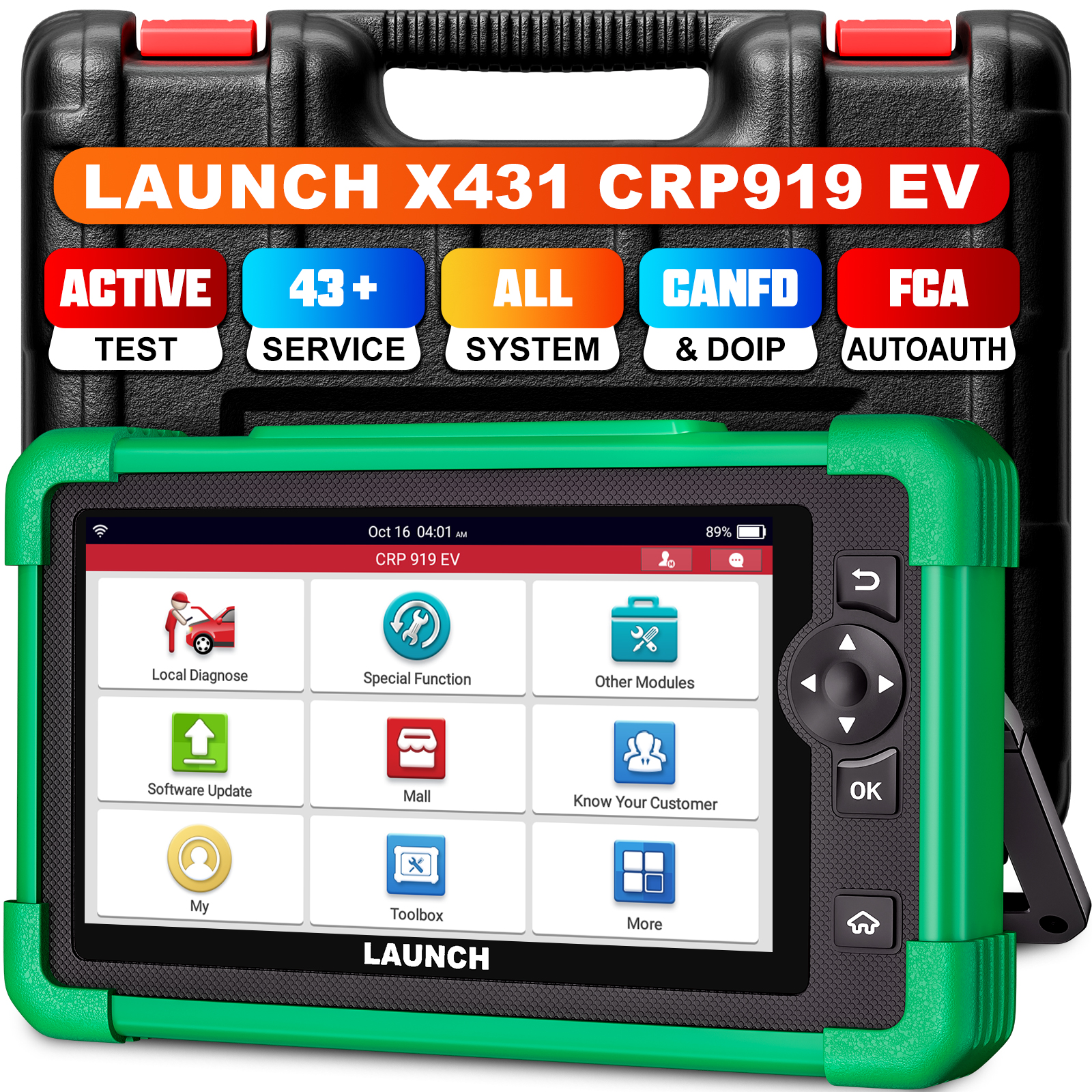 Launch CRP919 EV Car Diagnostic Scanner Full System OBD2 Universal Tool LCD Display Bluetooth Connectivity