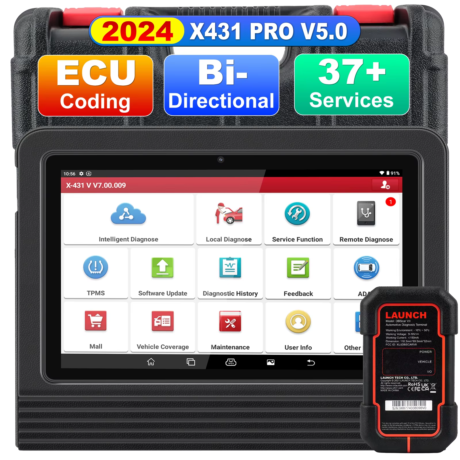 New Launch X-431 PRO V5.0 Tablet Automotive OBD OBD2 Diagnostic Car Scanner X431 V5.0 36+ ECU Resets, Bi-Directional Control