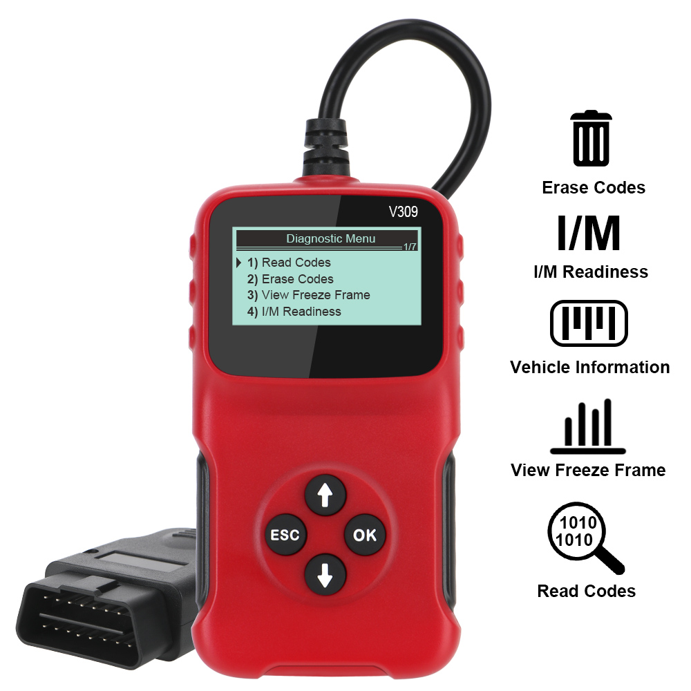 V309 OBD2 Code Reader Car Engine Analyzer Tool 12V ELM327 Fault Detector and Diagnostic Tools