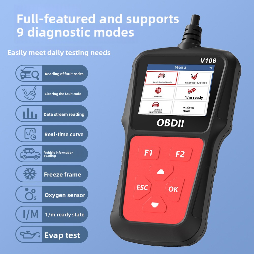 V106 OBDII Car Fault Diagnosis Instrument Engine Detector Universal Multi-Function