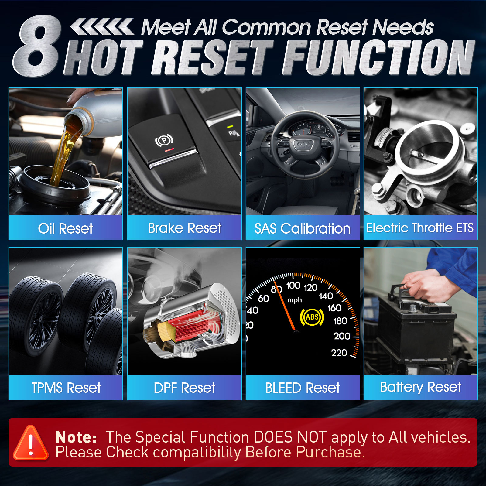 Kingbolen S600 Mutil System OBD2 Scanner ABS SRS ECM TCM 8 Resets TPMS DPF Brake Resets Lifetime Free