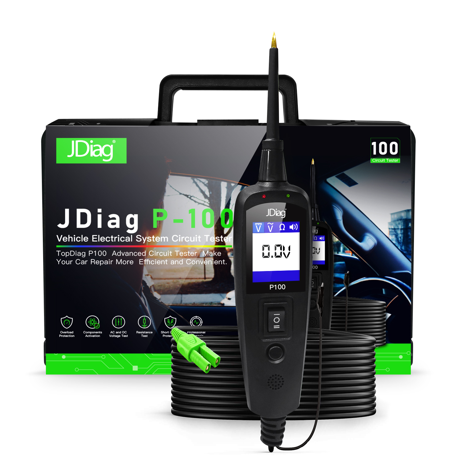 Topdiag P100 10m Extension Cable Electrical System Diagnostic Tool Automotive Circuit Tester for Truck Motorcycle Tests Tool