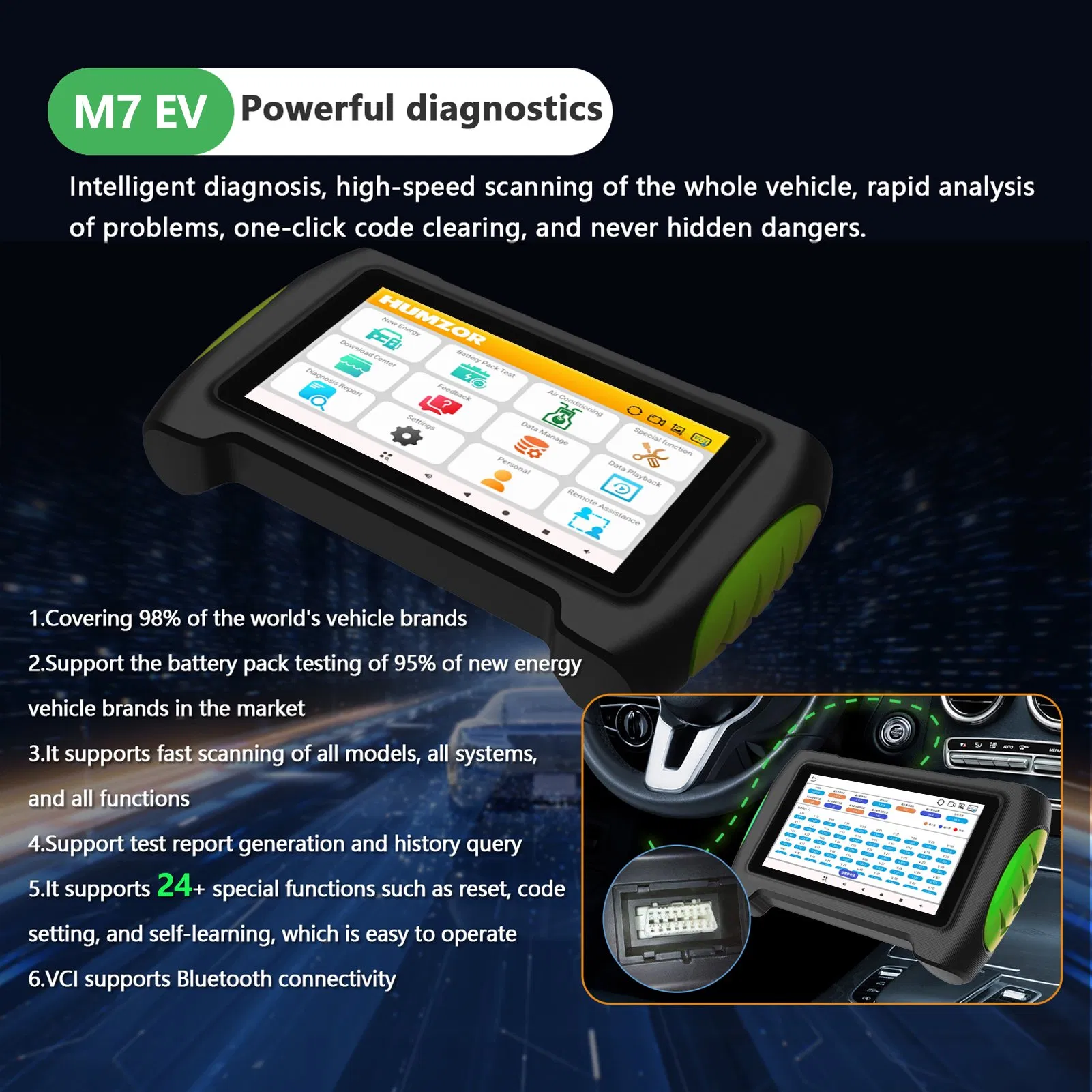 Portable Ultrasound Scanner New Energy Vehicles M7 3D Tool OBD2 Pour Voiture Scanner De Diagnostic Car Diagnostic Launch X431 Automotive Scanner Price Car Key