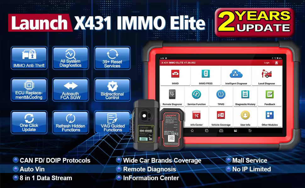 2025 LAUNCH X431 IMMO ELITE Car Diagnostic Scanner Smart KEY Programming Tool with 2 Years Update