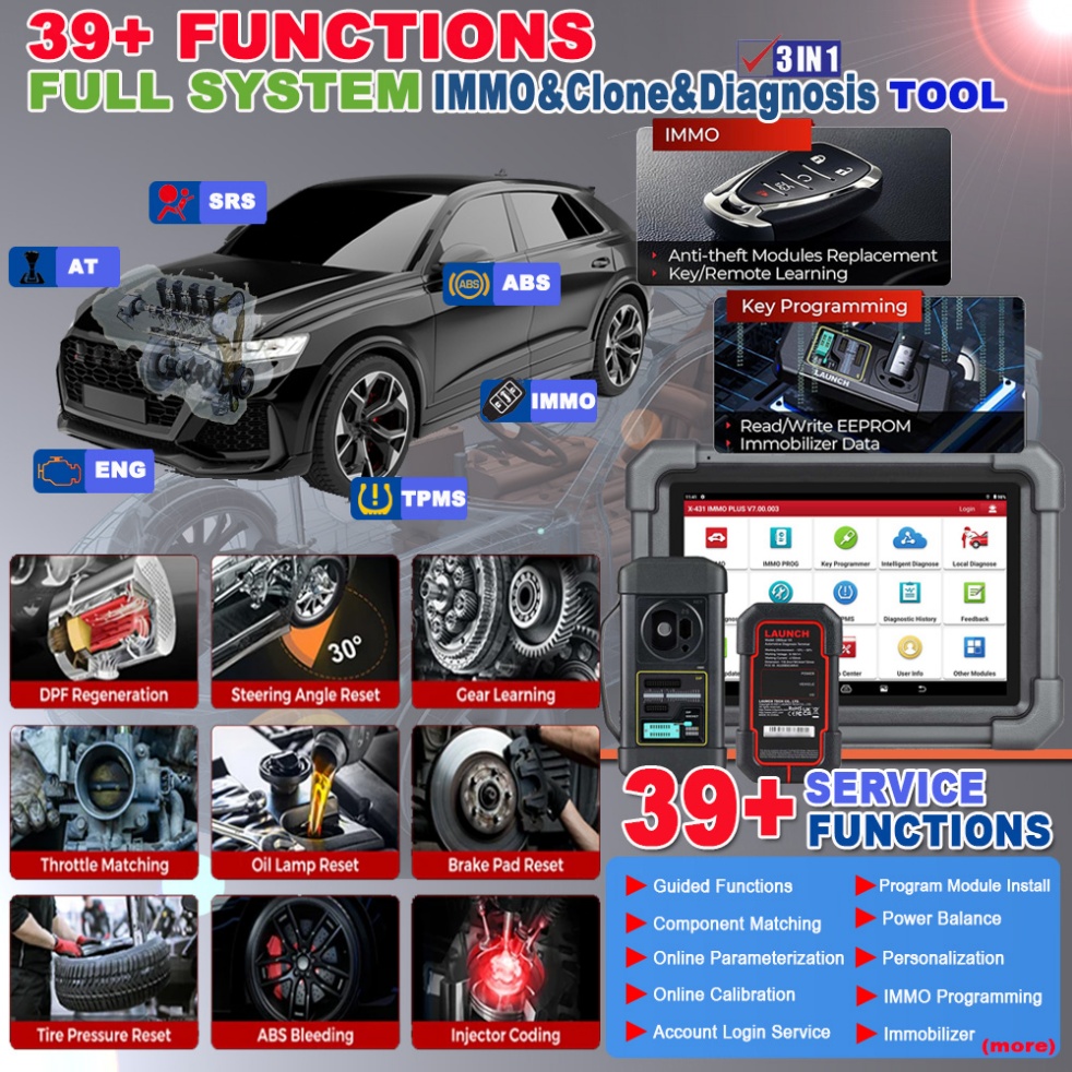 New LAUNCH X431 IMMO PLUS Key Programming Car Scanner Tool with X-PROG3 Programmer Launch X431 Immo Elite Pad Plus Pro