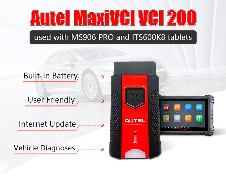 Autel MaxiVCI VCI 200 Bluetooth Vehicle Communication Used With Diagnostic Tablet MS906 PRO ITS600K8 ABS DPF EPB SAS SRS TPMS