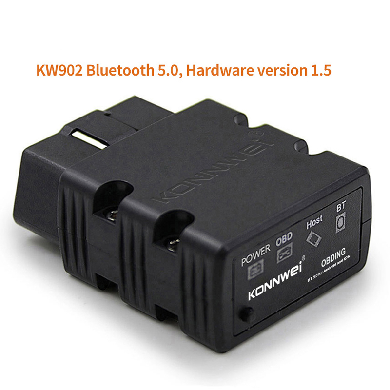 Konnwei Kw902 OBD2 Scanner - Bluetooth 4.0/5.0, Ios/Android, Car Diagnostic Tool (Black)