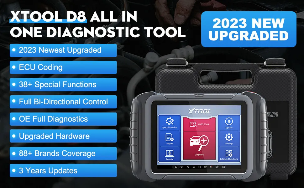 Xtool D8 Automotive Scan Tool Bi-Directional Control OBD2 Car Diagnostic Scanner+ECU Coding 38+ Services+Key Programming