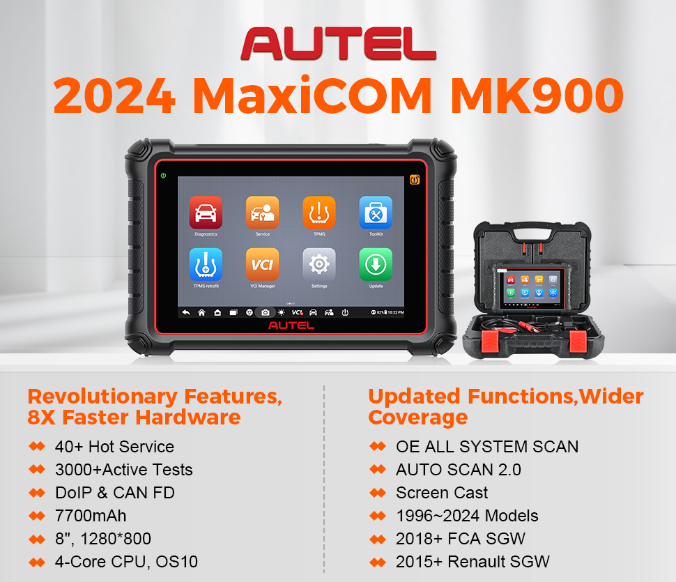 Universal Autel MaxiCOM MK900 Scanner Up Of MK808S 40+ Service CAN-FD DOIP 3K+ Active Test Automotive diagnostic Tools