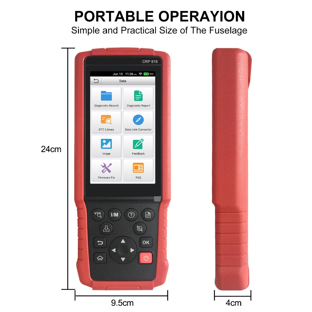 CRP818 OBD2 Diagnostic Tool Full System Automatic Identification of VIN Oil Lamp Reset, Brake Pad Reset