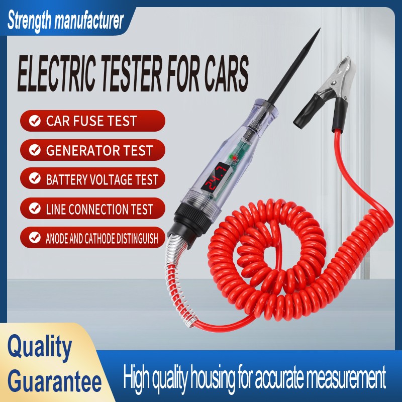 Test Light Automotive 3-48V Digital LED Circuit Tester with Voltage Display Electric Test Pen with Extended Spring Wire