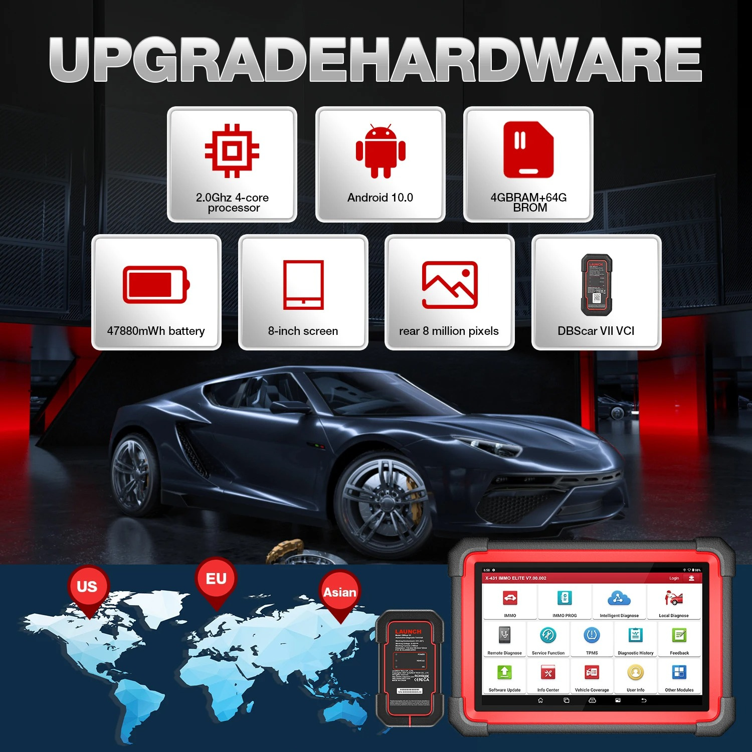 2025 LAUNCH X431 IMMO PLUS Professional Car Key Programmer Scan Diagnostic Tool with X-PROG3 Full System Auto ECU Coding Machine