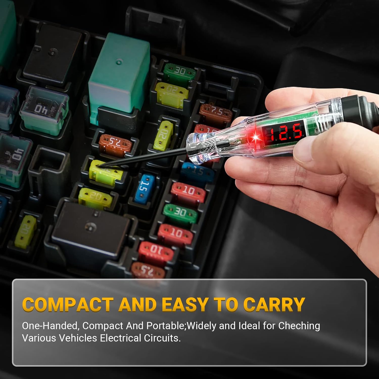 Car Test Light Automotive 3-48V Digital LED Circuit Voltage Tester Auto Led Light Tester Car Circuit Voltage Tester