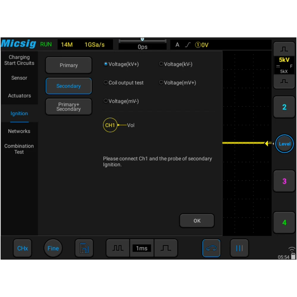 Micsig SATO1004 Portable Automotive Oscilloscope 4 Channels 100MHz Bandwidth 1GSa/s Sampling Rate 8" Touch Screen 8-Bit 1 Year