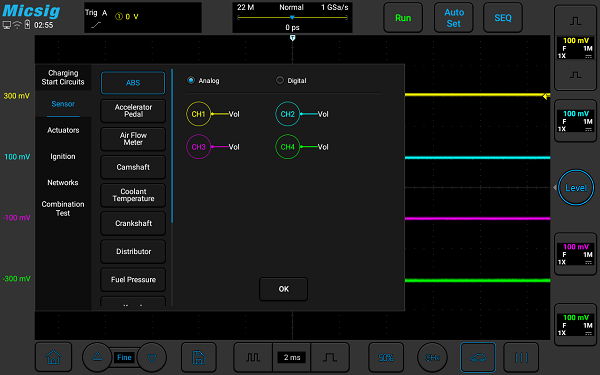 Micsig Automotive Oscilloscope ATO Series 100MHz-300MHz 2/4 Channels Sampling Rate 2GSa/s